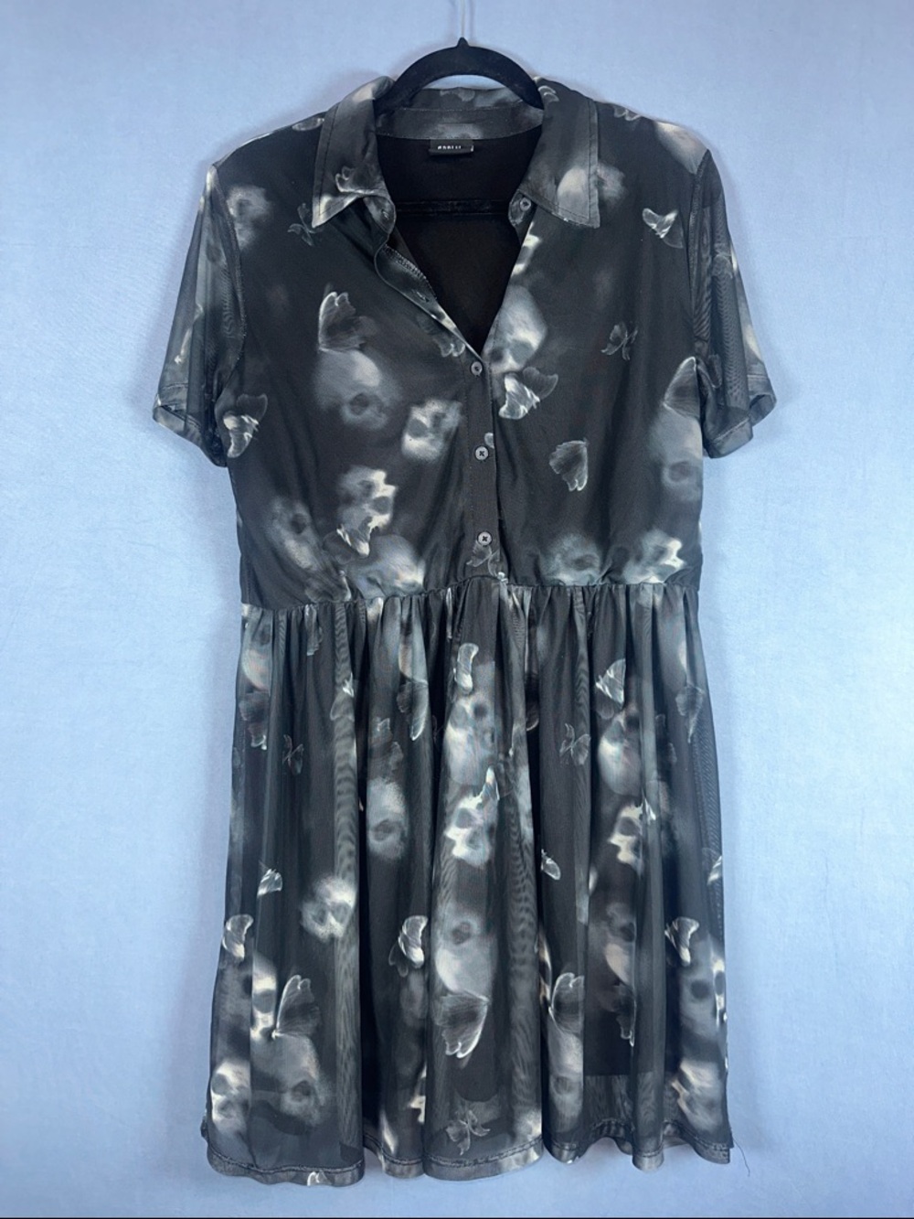 Social Collision Skulls and Butterfly Dress XL Black Alt Y2K Goth Hot Topic
